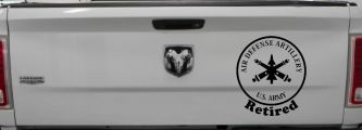 US Army Air Defense Artillery Retired Military Car or Truck Window Decal Sticker (Matte Black)