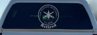 US Army Air Defense Artillery Retired Military Car or Truck Window Decal Sticker (Telegrey)