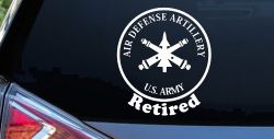 US Army Air Defense Artillery Retired Military Car or Truck Window Decal Sticker