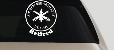 US Army Air Defense Artillery Retired Military Car or Truck Window Vinyl Decal Sticker