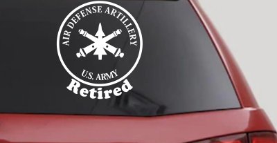 US Army Air Defense Artillery Retired Military Car or Truck Window Vinyl Decal Sticker