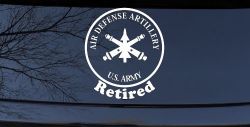 US Army Air Defense Artillery Retired Military Car or Truck Window Decal Sticker