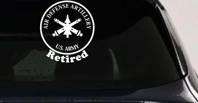 US Army Air Defense Artillery Retired Military Car or Truck Window Vinyl Decal Sticker