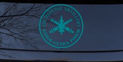 US Army Air Defense Artillery Fidus Ultra Finem Military Car or Truck Window Decal Sticker (Turquoise Blue)