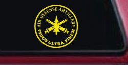 US Army Air Defense Artillery Fidus Ultra Finem Military Car or Truck Window Decal Sticker (Yellow)