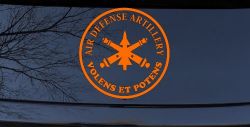 US Army Air Defense Artillery VOLENS ET POTENS Military Car or Truck Window Decal Sticker (Orange)