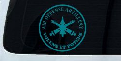 US Army Air Defense Artillery VOLENS ET POTENS Military Car or Truck Window Decal Sticker (Turquoise Blue)
