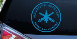 US Army Air Defense Artillery Ready and Vigilant Military Car or Truck Window Vinyl Decal Sticker (Blue)