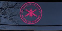 US Army Air Defense Artillery Ready in Defense Military Car or Truck Window Vinyl Decal Sticker (Hot Pink)