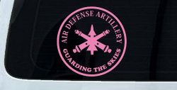 US Army Air Defense Artillery GUARDING THE SKIES Military Car or Truck Window Decal Sticker (Pink)