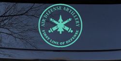US Army Air Defense Artillery FIRST LINE OF DEFENSE Military Car or Truck Window Vinyl Decal Sticker (Mint)