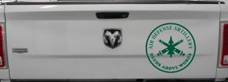 US Army Air Defense Artillery DEEDS ABOVE WORDS Military Car or Truck Window Decal Sticker (Dark Green)