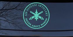 US Army Air Defense Artillery DEEDS ABOVE WORDS Military Car or Truck Window Vinyl Decal Sticker (Mint)