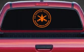 US Army Air Defense Artillery DEEDS ABOVE WORDS Military Car or Truck Window Vinyl Decal Sticker (Orange)