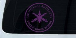 US Army Air Defense Artillery DEEDS ABOVE WORDS Military Car or Truck Window Vinyl Decal Sticker (Violet)