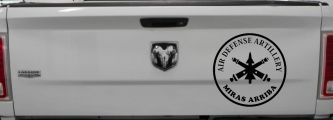 US Army Air Defense Artillery MIRAS ARRIBA Military Car or Truck Window Decal Sticker (Black)