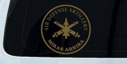 US Army Air Defense Artillery MIRAS ARRIBA Military Car or Truck Window Decal Sticker (Gold)