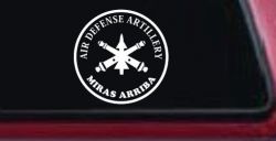 US Army Air Defense Artillery MIRAS ARRIBA Military Car or Truck Window Decal Sticker