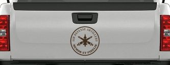 US Army Air Defense Artillery MEMOR ET FIDELIS Military Car or Truck Window Vinyl Decal Sticker (Brown)