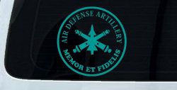 US Army Air Defense Artillery MEMOR ET FIDELIS Military Car or Truck Window Decal Sticker (Turquoise)