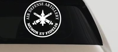 US Army Air Defense Artillery MEMOR ET FIDELIS Military Car or Truck Window Vinyl Decal Sticker