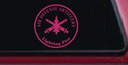 US Army Air Defense Artillery Lighting Fire Military Car or Truck Window Vinyl Decal Sticker (Hot Pink)