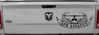 US Army Airborne Air Assault Helicopter With Banner Military Car or Truck Window Vinyl Decal Sticker (Black)