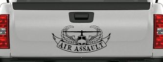 US Army Airborne Air Assault Helicopter With Banner Military Car or Truck Window Vinyl Decal Sticker (Black)