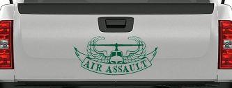 US Army Airborne Air Assault Helicopter With Banner Military Car or Truck Window Decal Sticker (Dark Green)