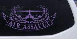 US Army Airborne Air Assault Helicopter With Banner Military Car or Truck Window Decal Sticker (Purple)