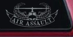 US Army Airborne Air Assault Helicopter With Banner Military Car or Truck Window Vinyl Decal Sticker (Telegrey)