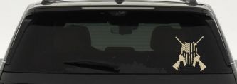 Punisher US American Flag Crossed AR15 Guns Car or Truck Window Decal Sticker (Desert Sand)