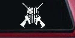 Punisher US American Flag Crossed AR15 Guns Car or Truck Window Decal Sticker