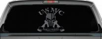 USMC Semper Fidelis Punisher Skull US Flag Crossed AR15 Guns Military Car or Truck Window Decal Sticker (Silver)