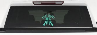 USMC Punisher Skull US Flag Crossed AR15 Guns Military Car or Truck Window Vinyl Decal Sticker (Mint)