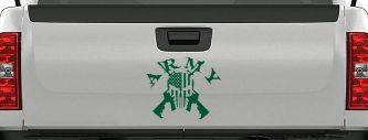 ARMY Punisher Skull US American Flag Crossed AR15 Guns Military Car or Truck Window Vinyl Decal Sticker (Dark Green)