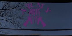 ARMY Punisher Skull US American Flag Crossed AR15 Guns Military Car or Truck Window Vinyl Decal Sticker (Violet)