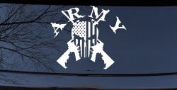 ARMY Punisher Skull US American Flag Crossed AR15 Guns Military Car or Truck Window Decal Sticker