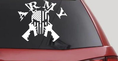 ARMY Punisher Skull US American Flag Crossed AR15 Guns Military Car or Truck Window Vinyl Decal Sticker