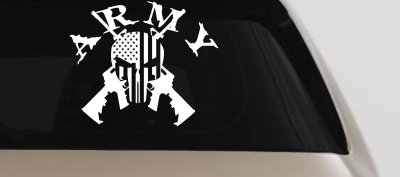 ARMY Punisher Skull US American Flag Crossed AR15 Guns Military Car or Truck Window Vinyl Decal Sticker