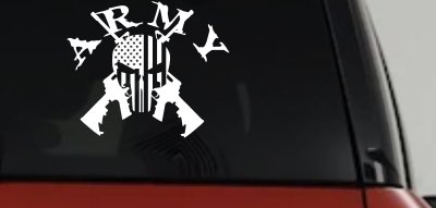 ARMY Punisher Skull US American Flag Crossed AR15 Guns Military Car or Truck Window Vinyl Decal Sticker