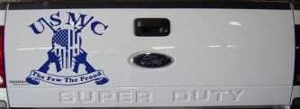 USMC United States Marine Corps The Few The Proud Punisher Skull US Flag Crossed AR15 Guns Military Car or Truck Window Decal Sticker (Navy)