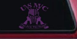 USMC United States Marine Corps The Few The Proud Punisher Skull US Flag Crossed AR15 Guns Military Car or Truck Window Decal Sticker (Violet)