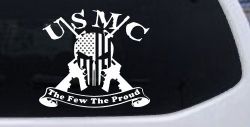 USMC United States Marine Corps The Few The Proud Punisher Skull US Flag Crossed AR15 Guns Military Car or Truck Window Decal Sticker