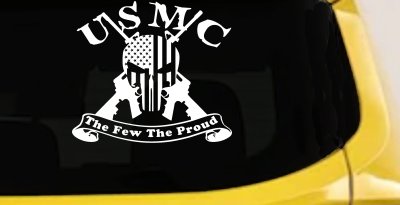 USMC United States Marine Corps The Few The Proud Punisher Skull US Flag Crossed AR15 Guns Military Car or Truck Window Vinyl Decal Sticker