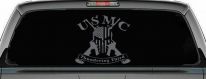 USMC United States Marine Corps Thundering Third Punisher Skull US Flag Crossed AR15 Guns Military Car or Truck Window Vinyl Decal Sticker (Silver)