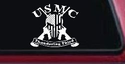 USMC United States Marine Corps Thundering Third Punisher Skull US Flag Crossed AR15 Guns Military Car or Truck Window Decal Sticker