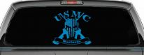 USMC United States Marine Corps Warlords Punisher Skull US Flag Crossed AR15 Guns Military Car or Truck Window Decal Sticker (Blue)