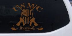 USMC United States Marine Corps Warlords Punisher Skull US Flag Crossed AR15 Guns Military Car or Truck Window Vinyl Decal Sticker (Copper)