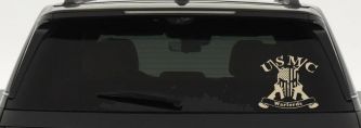 USMC United States Marine Corps Warlords Punisher Skull US Flag Crossed AR15 Guns Military Car or Truck Window Decal Sticker (Desert Sand)